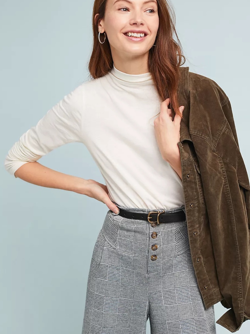 Anthropologie • Cream tissue turtleneck layering top